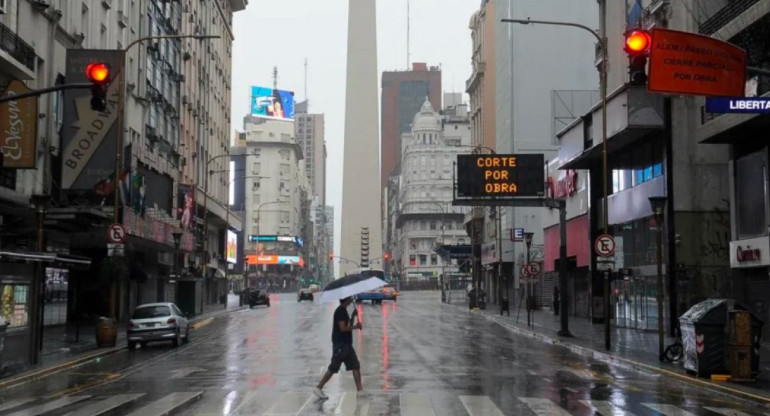 Lluvia en la ciudad de Buenos Aires. Foto: NA.