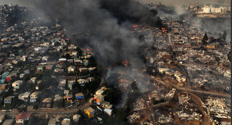 Incendios forestales en Chile. Foto: Télam