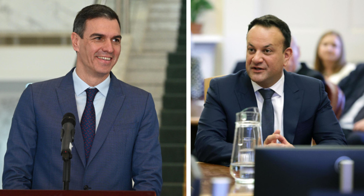 El mandatario español, Pedro Sánchez, y el primer ministro irlandés, Leo Varadkar. Foto: EFE