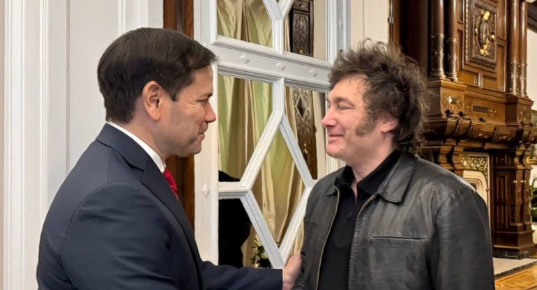 Javier Milei junto a Marco Rubio en Casa Rosada. Foto: NA.