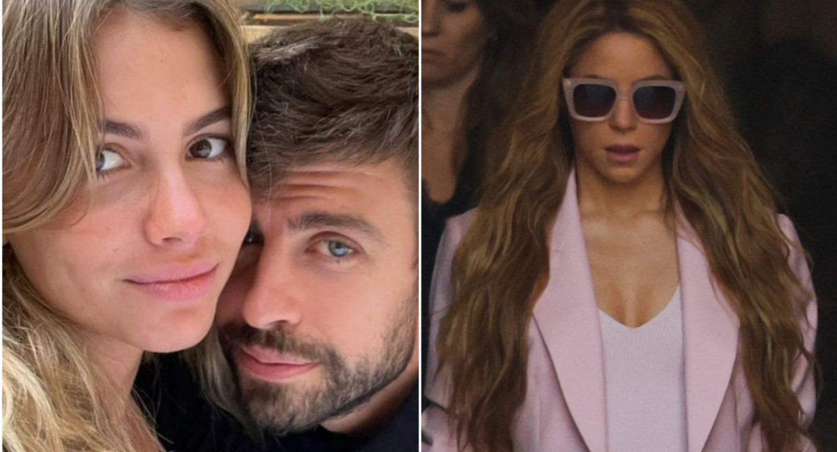 Clara Chía, Gerard Piqué y Shakira. Foto: Instagram - Reuters.