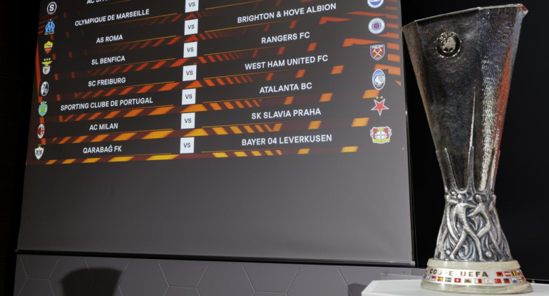 Sorteo de octavos de final de la Europa League. Foto: EFE.