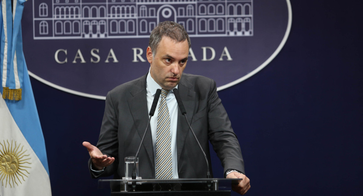 Conferencia de prensa de Manuel Adorni. Foto: NA.