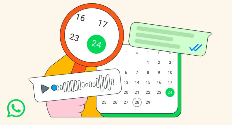 WhatsApp activa una función para buscar mensajes por fecha. Foto Meta.