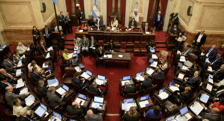 El Senado de la Nación inició la sesión especial en la que se discutirá el Decreto de Necesidad y Urgencia 70/2023. NA