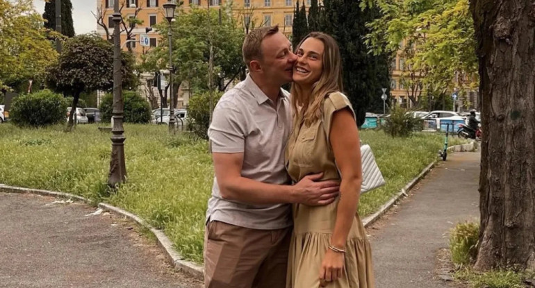 Aryna Sabalenka y su esposo, Kostantin Koltsov. Foto: NA.