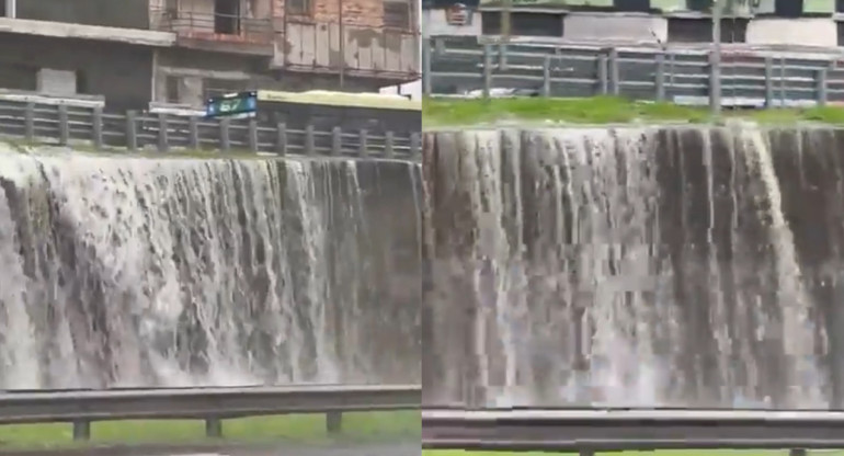 Catarata de agua en la Gral. Paz. Fotos: capturas.