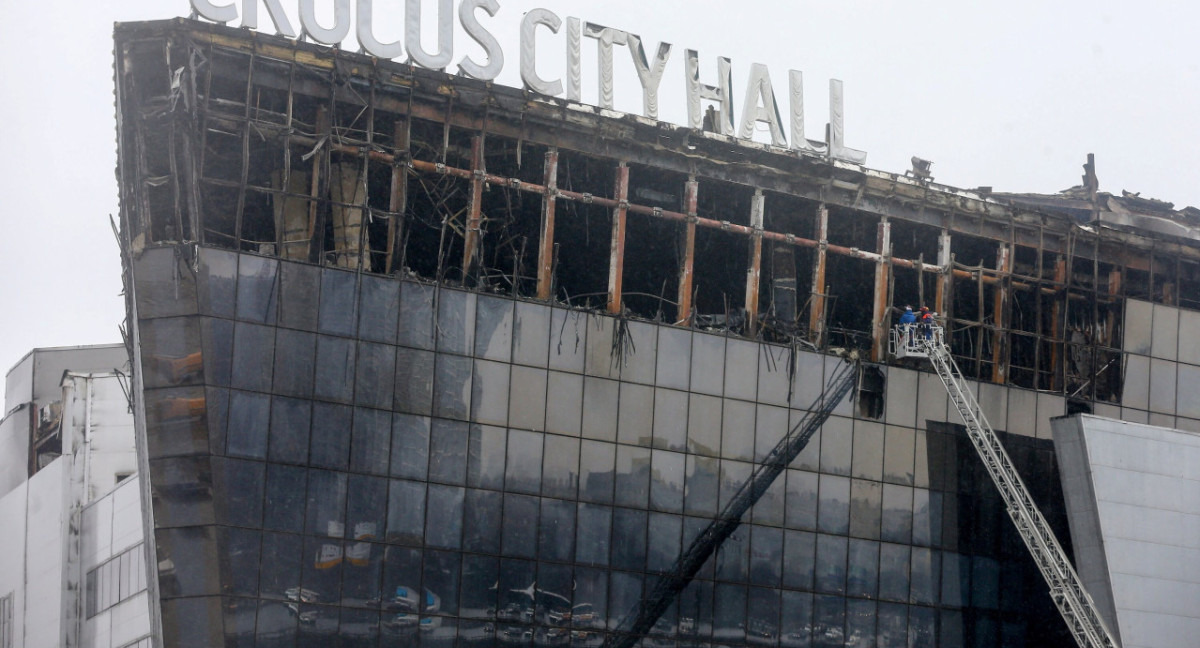 Así quedó el Crocus City Hall tras el atentado en Moscú. Foto: Reuters