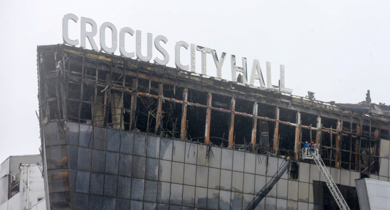 Así quedó el Crocus City Hall tras el atentado en Moscú. Foto: Reuters