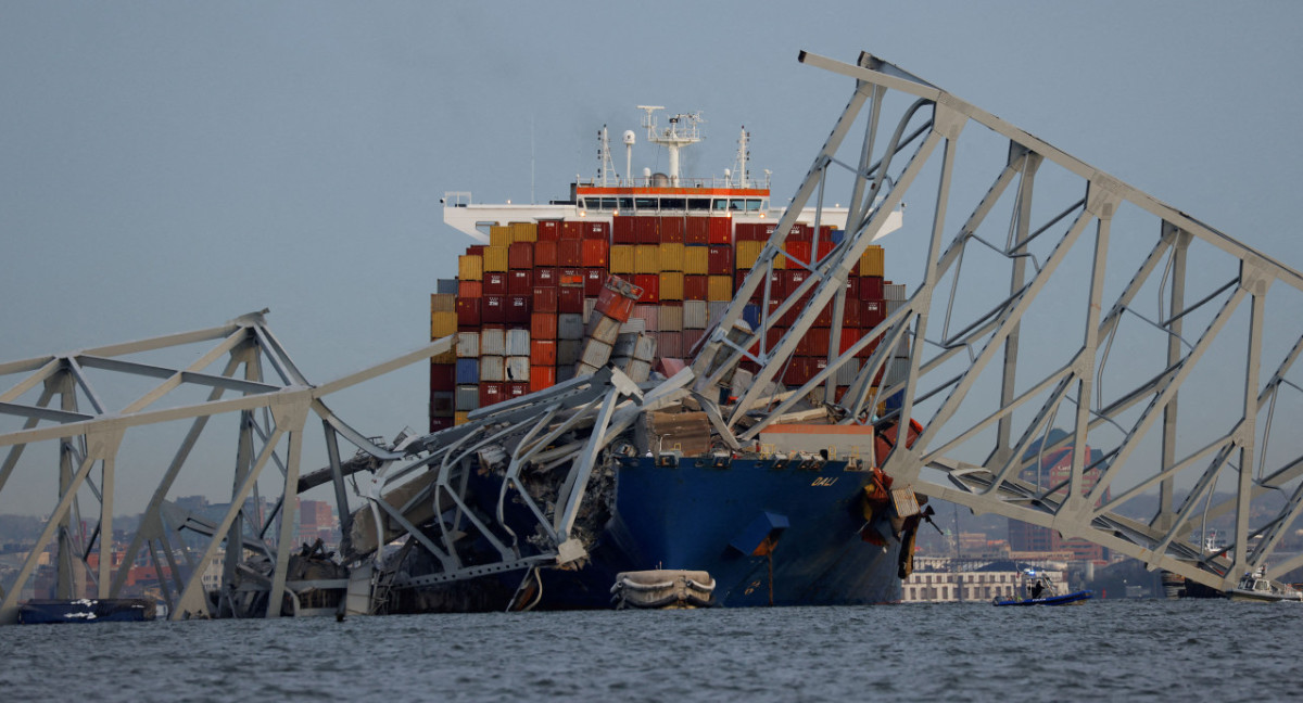 Puente destruido en Baltimore. Foto: Reuters.