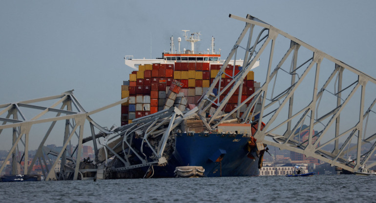 Puente destruido en Baltimore. Foto: Reuters.