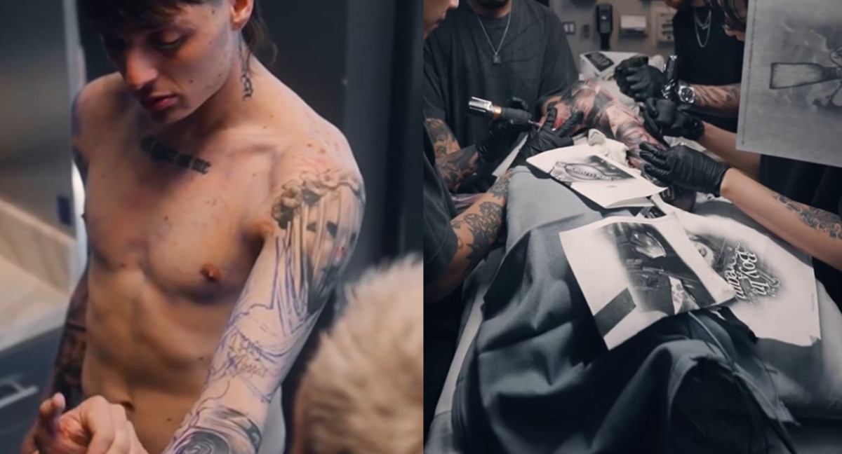 Peso Pluma utilizó anestesia para tatuarse. Foto: captura video.