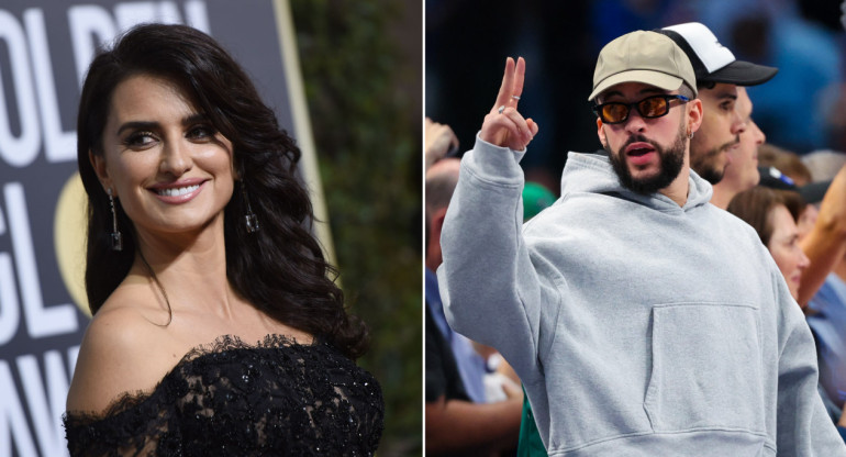 Penélope Cruz y Bad Bunny. Fotos: NA - Reuters.