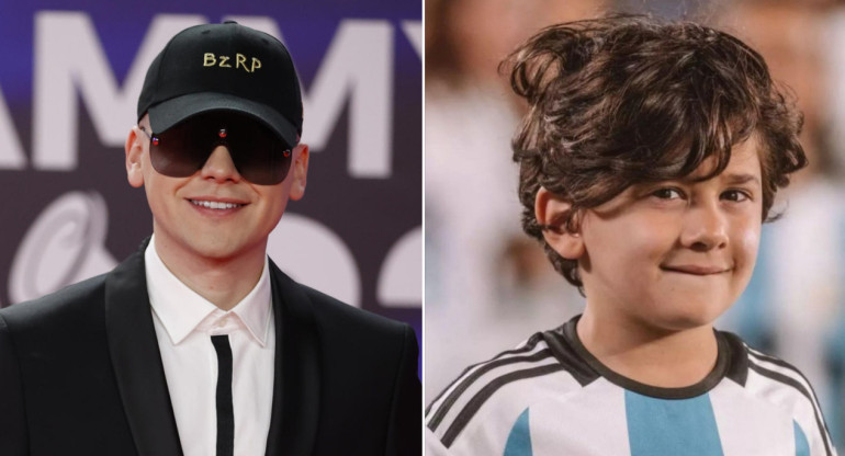 Bizarrap y Ciro Messi. Fotos: EFE - Instagram/antonelaroccuzzo