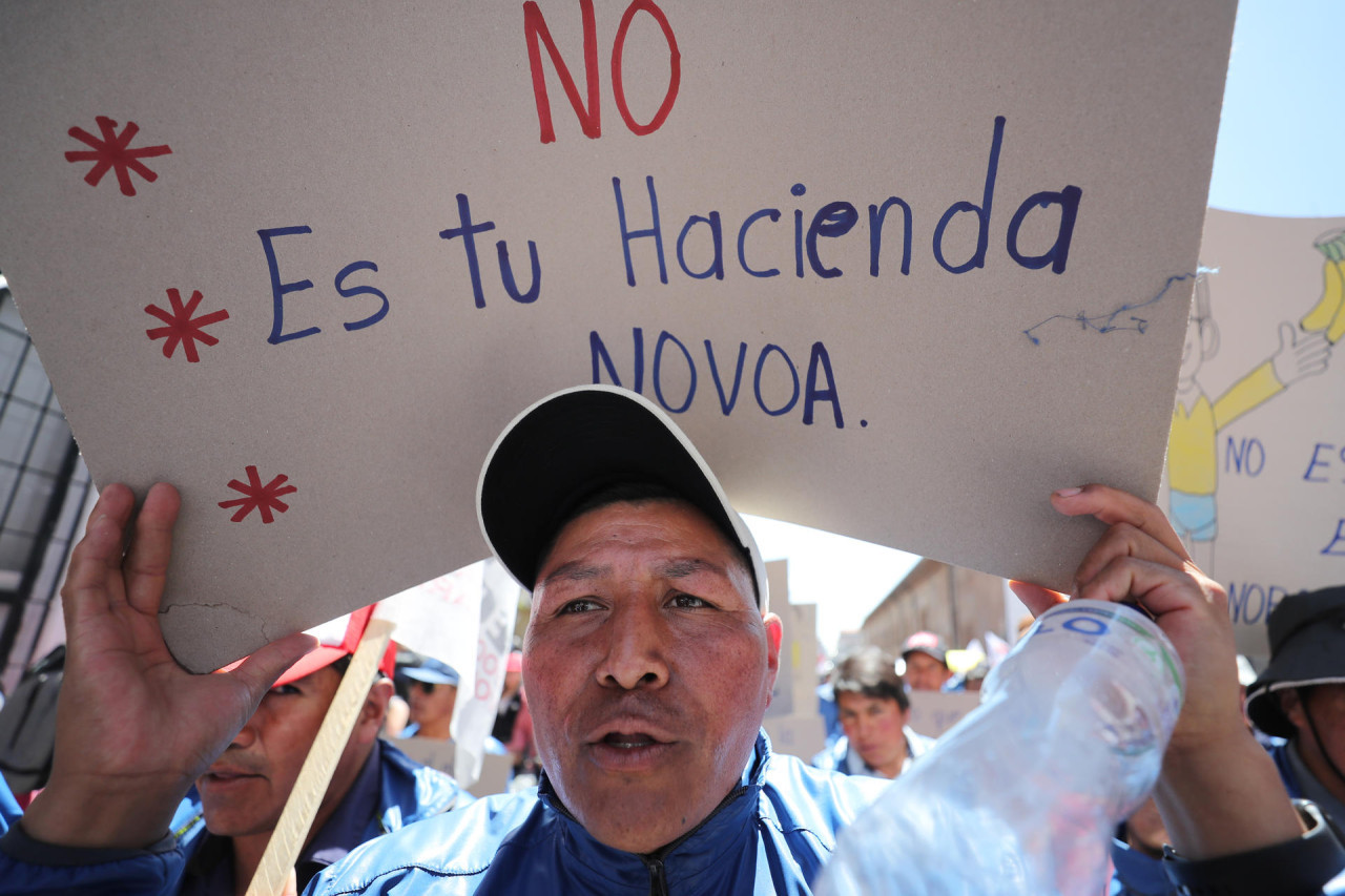 Marcha por el Día del Trabajador en Ecuador. Foto: EFE.