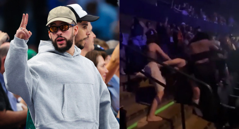 Violenta pelea en medio de un show de Bad Bunny. Foto: Reuters - captura video.