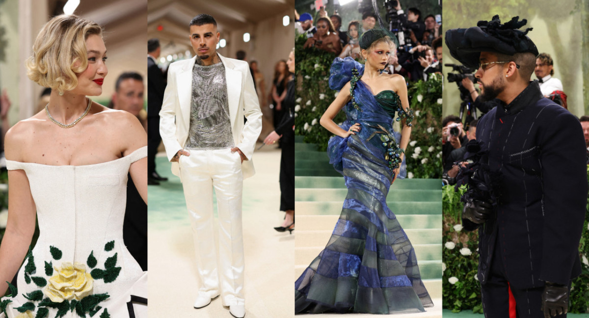 Gigi Hadid, Rauw Alejandro, Zendaya y Bad Bunny, looks Met Gala 2024. Fotos: Reuters.