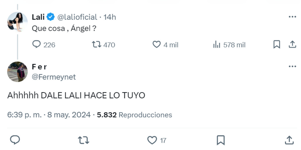 Los comentarios de los fans de Lali. Foto: X.