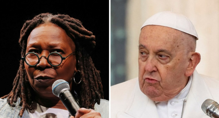 Whoopi Goldberg y el Papa Francisco. Foto: Reuters.