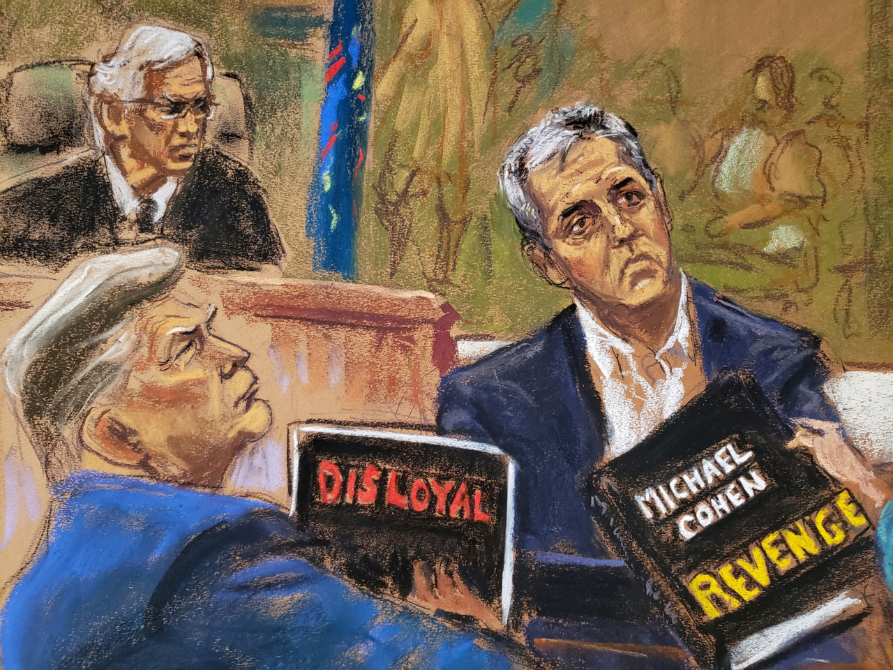 Donald Trump y su exabogado Michael Cohen en el juicio en Nueva York. Foto: Reuters.