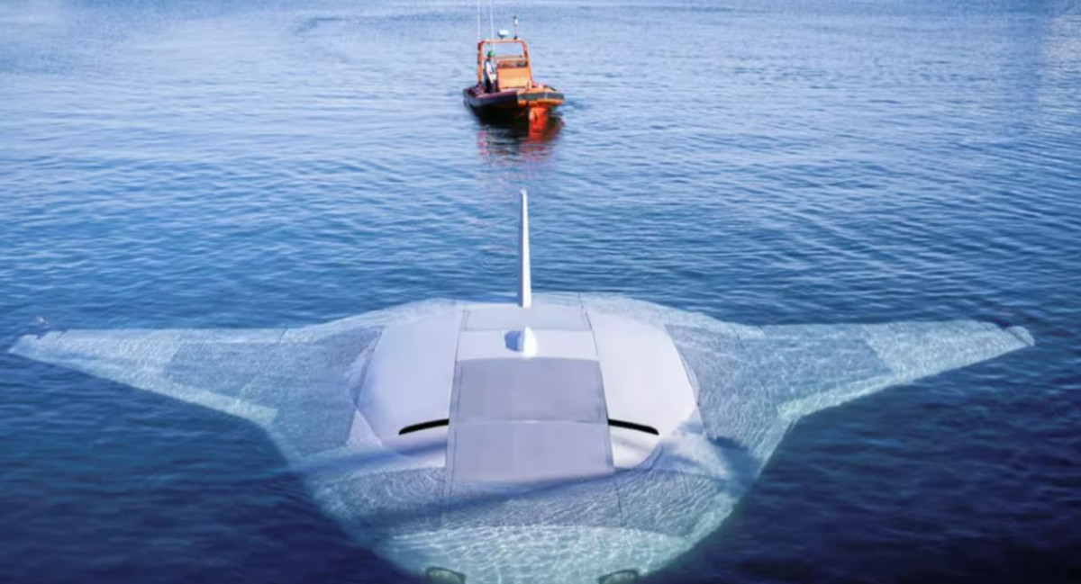 Manta Ray, el submarino no tripulado con forma de mantarraya. Foto: Gentileza DARPA.