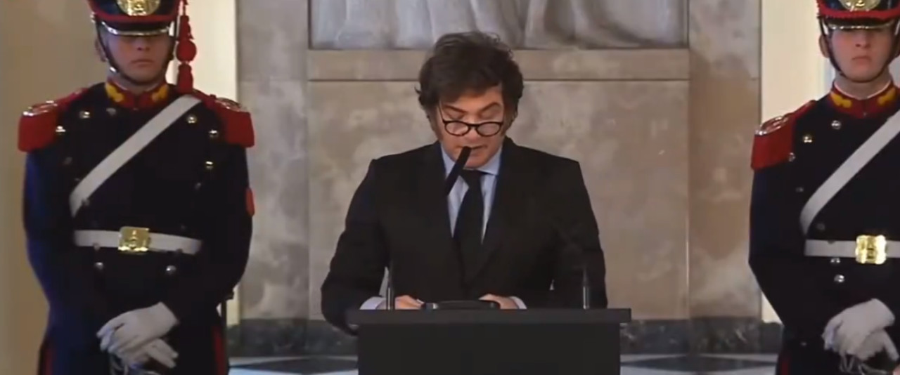 Javier Milei durante su discurso. Foto: Captura.