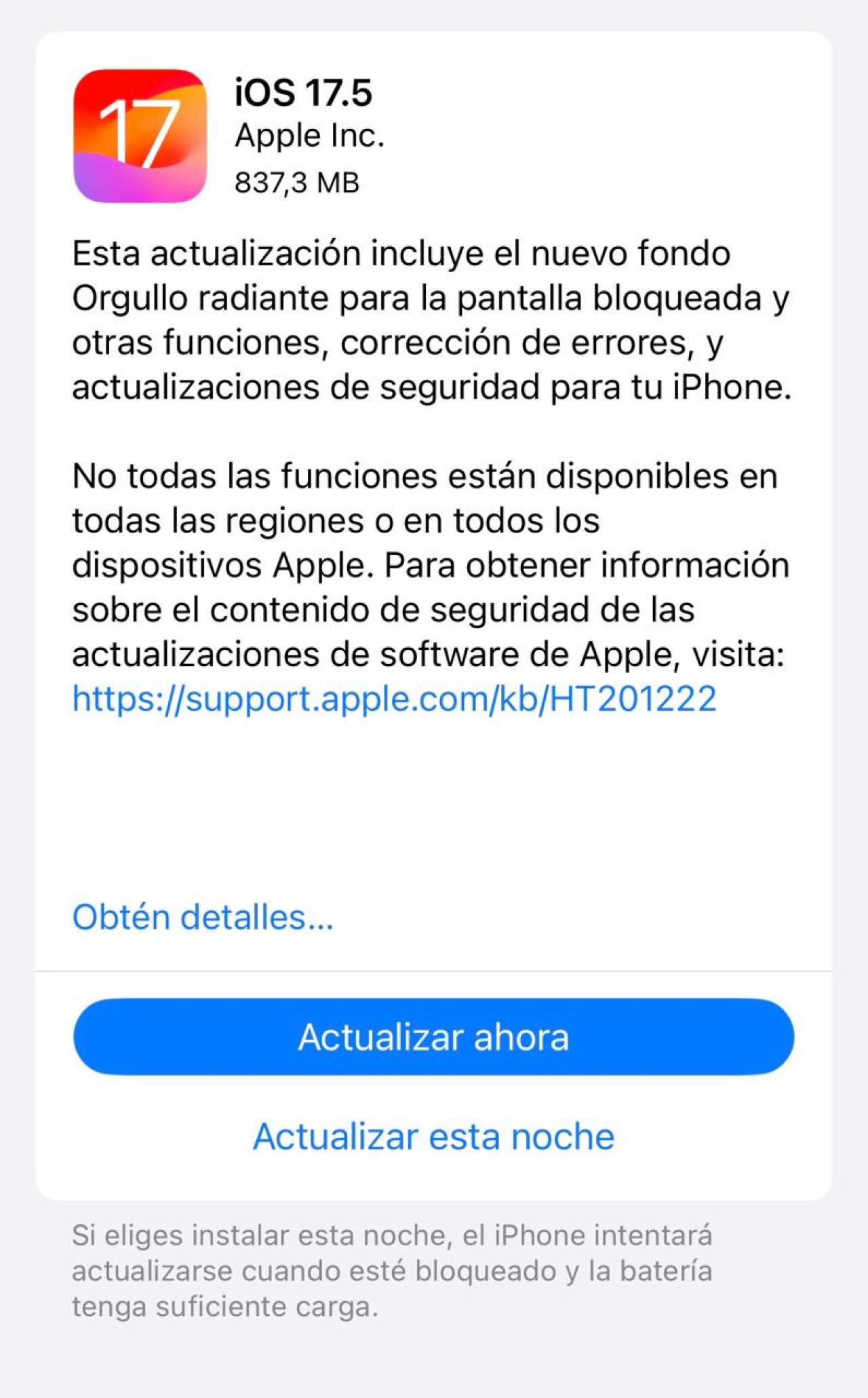 La nueva versión del sistema operativo del iPhone. Foto: Canal 26