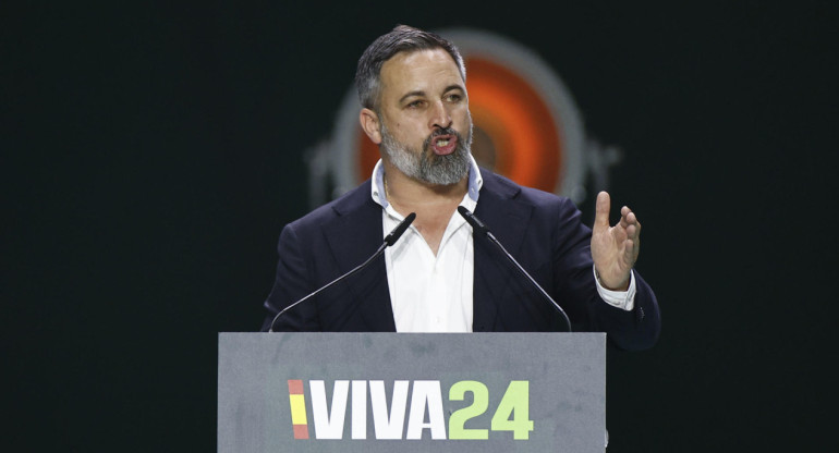 Santiago Abascal en el acto de Vox. Foto: EFE.