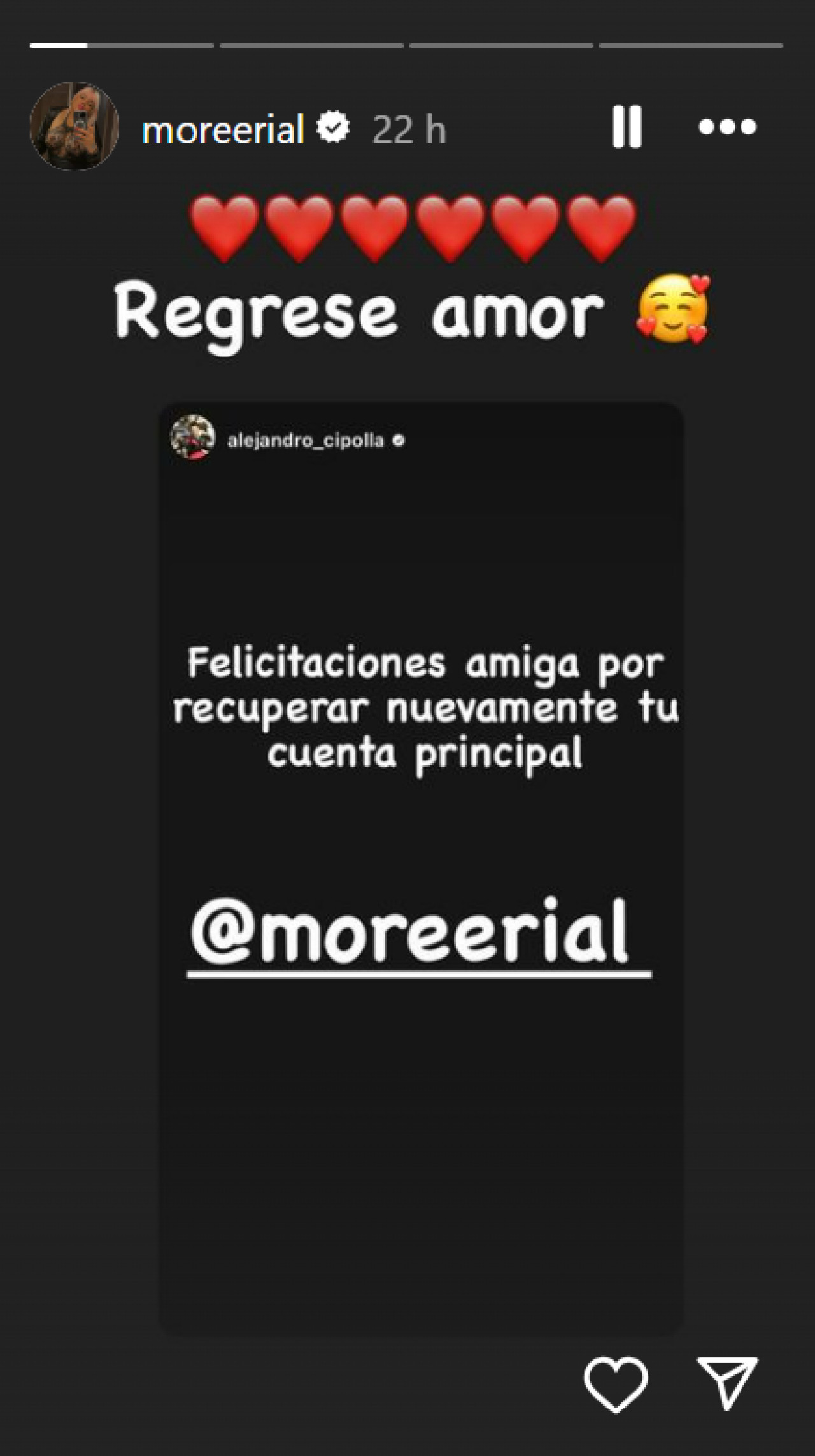 Morena Rial recuperó su cuenta principal de Instagram.