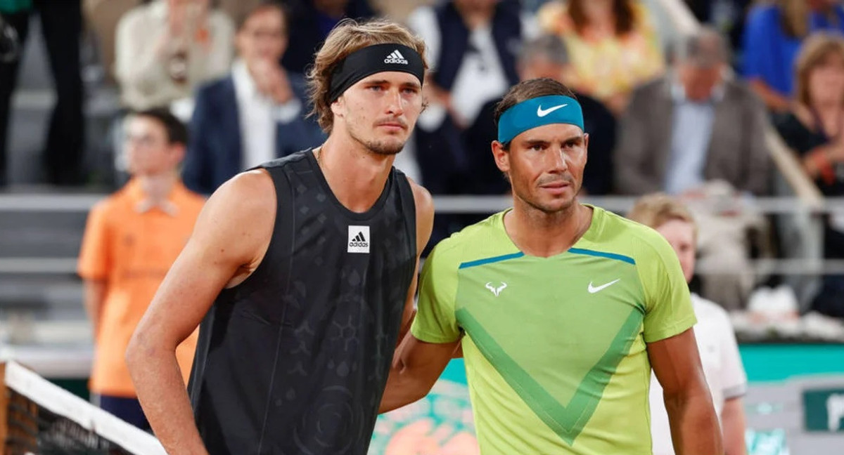 Alexander Zverev y Rafael Nadal en Roland Garros. Foto: NA.