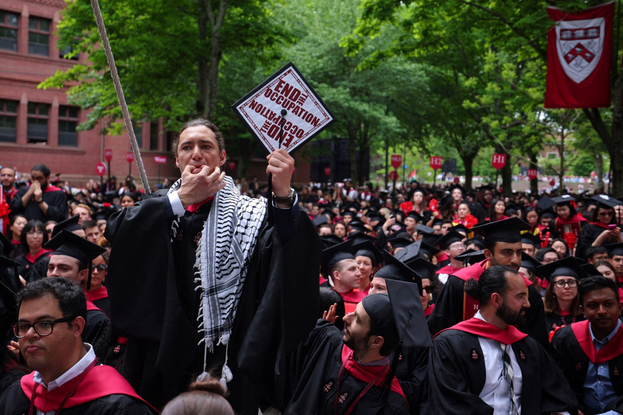 Protesta propalestina en la Universidad de Harvard. Foto: Reuters