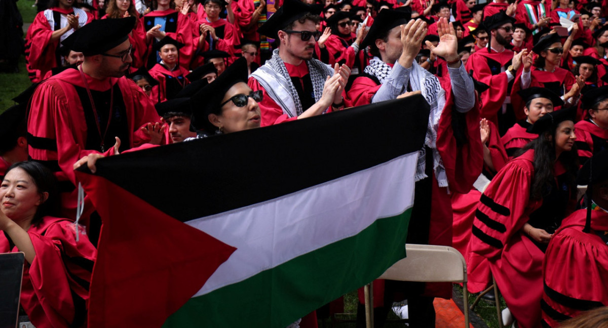 Protesta propalestina en la Universidad de Harvard. Foto: Reuters