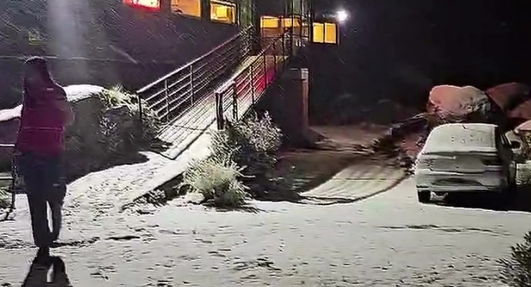 Nevada en las Altas Cumbres de Córdoba. Foto: Captura de video.