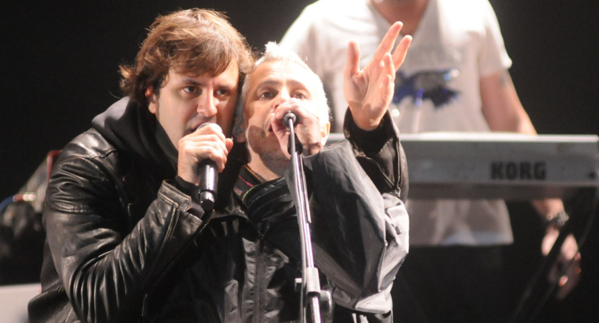 Ciro Martínez y Micky Rodríguez en la última presentación de Los Piojos en 2009. Foto: NA.