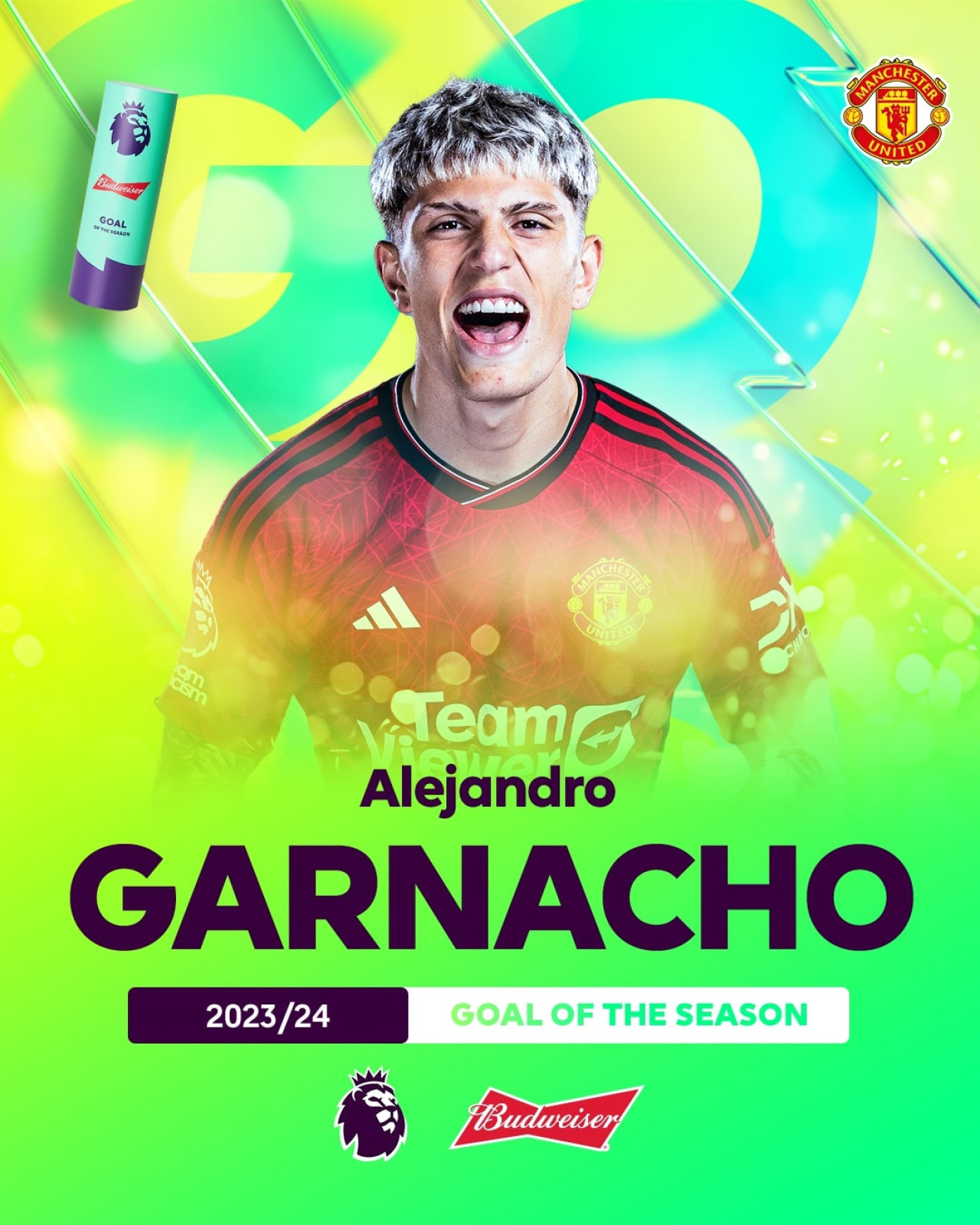 El gol de Garnacho elegido como el mejor de la temporada por la Premier League. Foto: X/premierleague