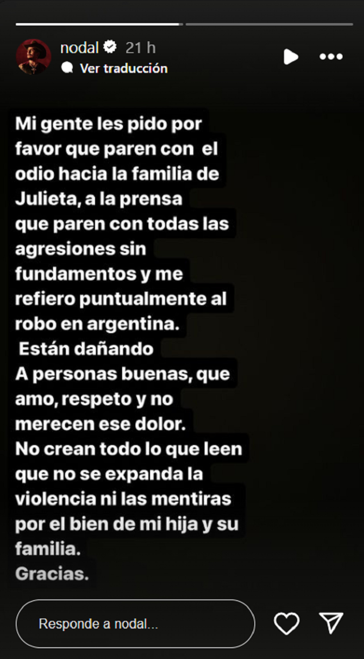 Contundente pedido de Christian Nodal. Foto: Instagram.