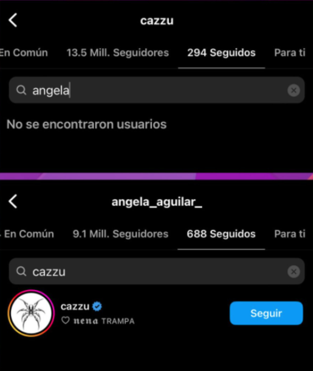 Cazzu dejó de seguir a Ángela Aguilar. Foto: Captura.