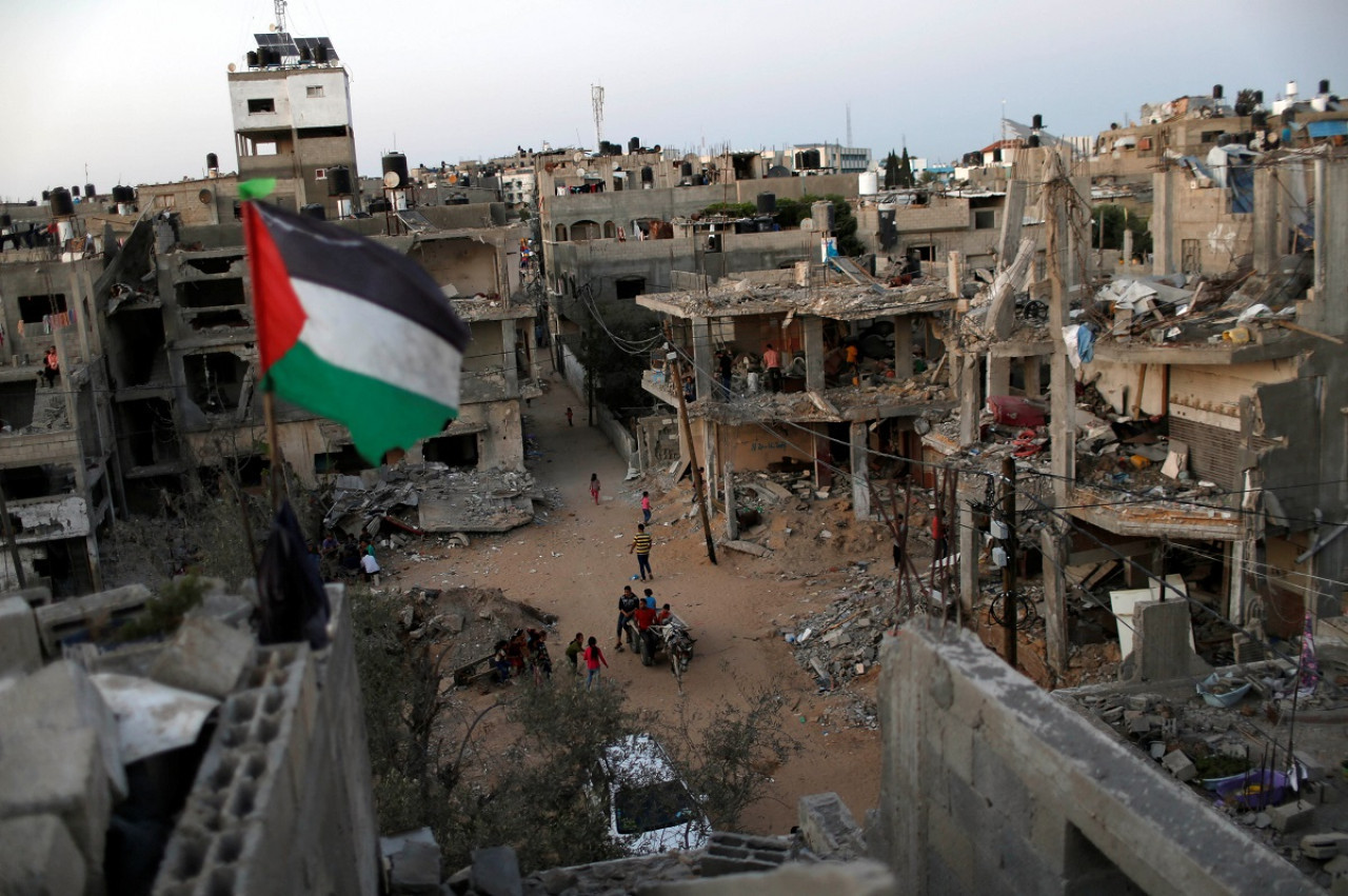 Bandera de Palestina en la Franja de Gaza. Foto: Reuters.