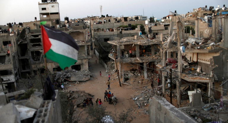 Bandera de Palestina en la Franja de Gaza. Foto: Reuters.