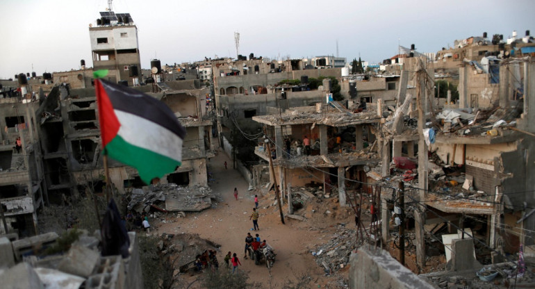 Bandera de Palestina en la Franja de Gaza. Foto: Reuters.