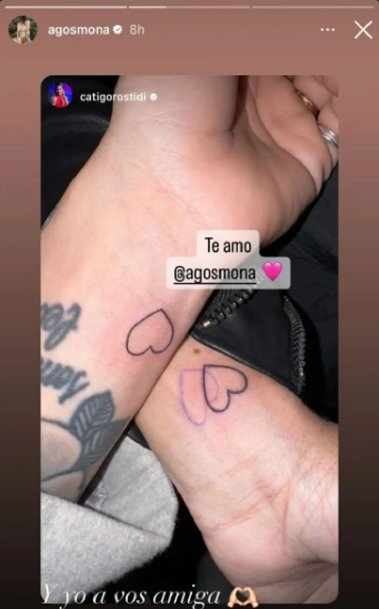 Cata y Agos de GH se tatuaron juntas. Fuente: Instagram