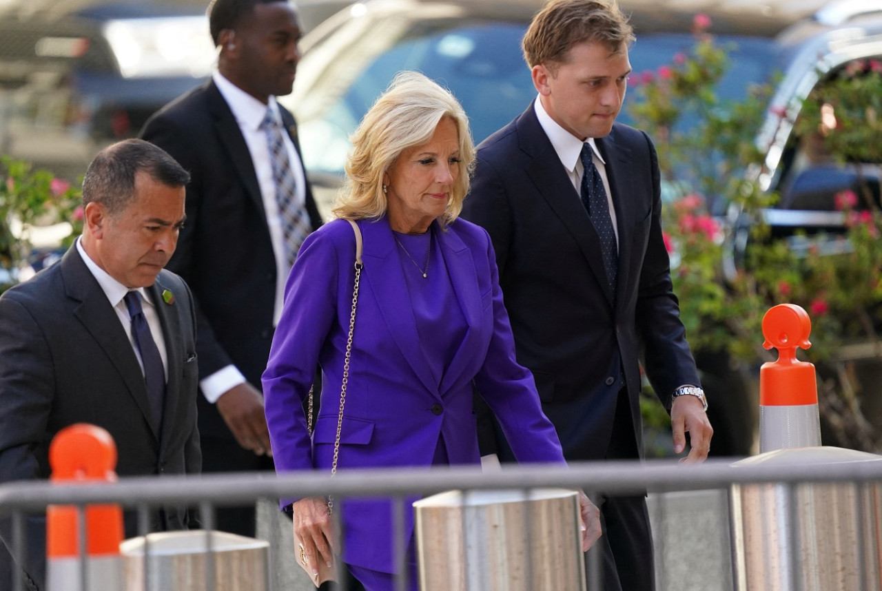 Jill Biden llega al juicio contra Hunter Biden. Foto: Reuters