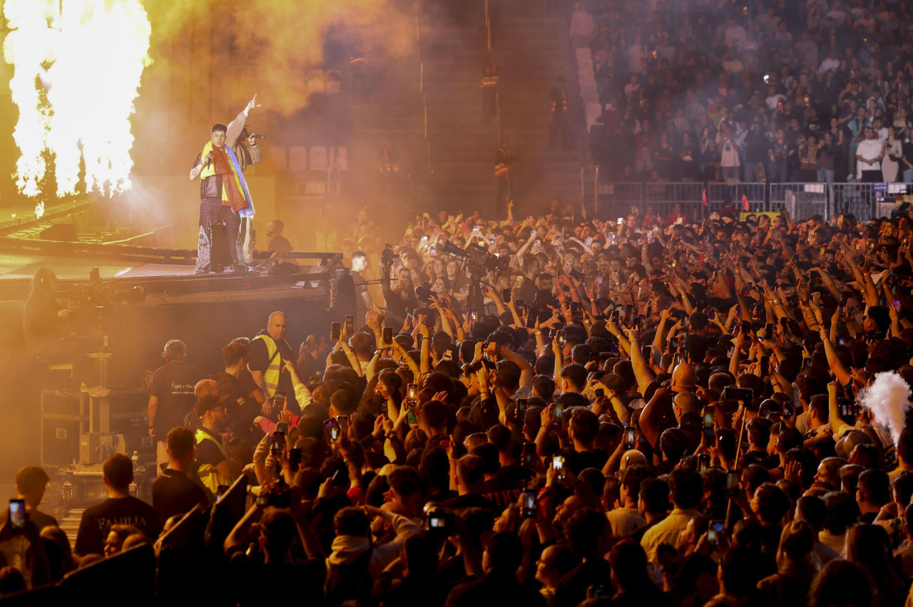 El show de Duki en el Bernabéu. Foto: EFE