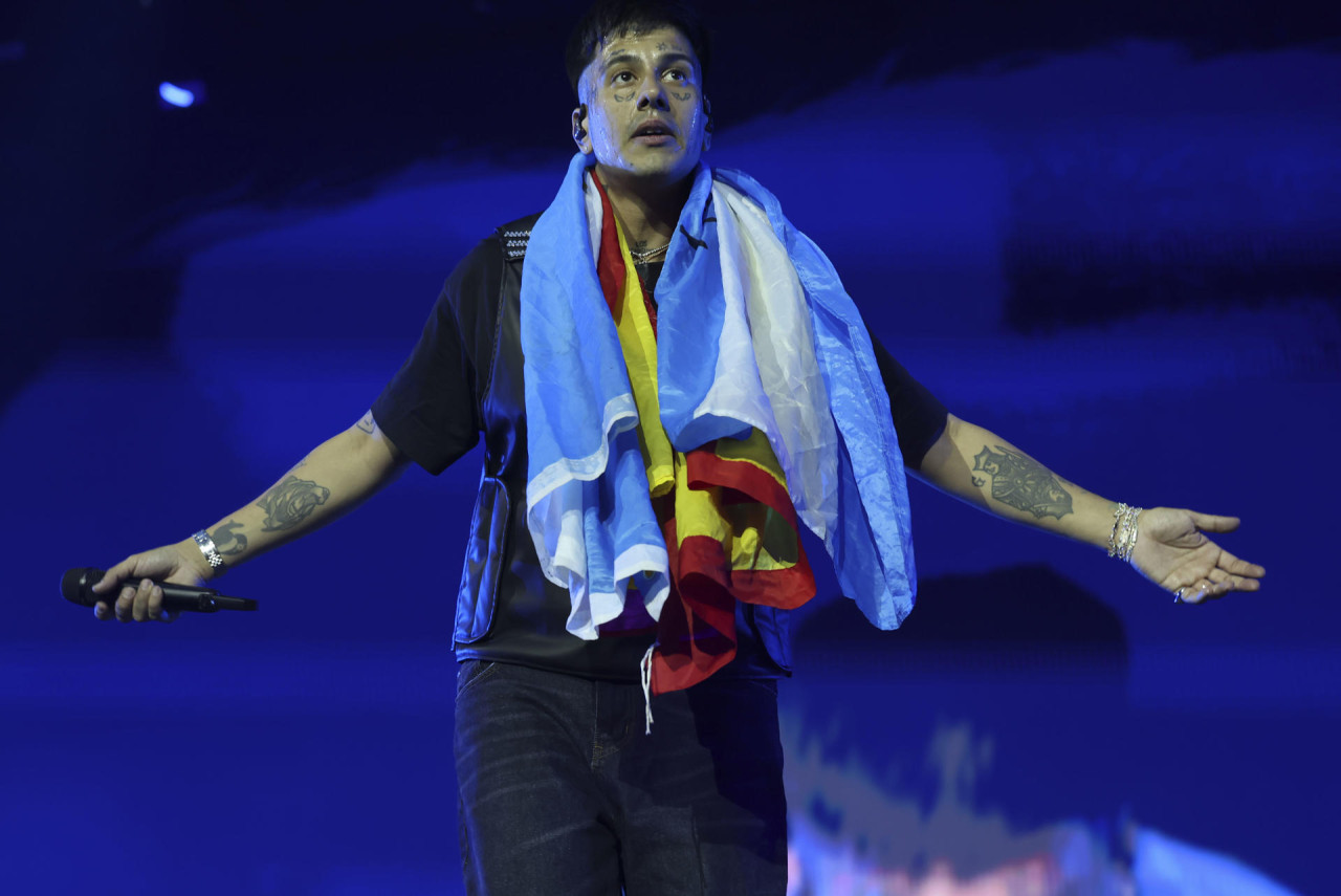 El show de Duki en el Bernabéu. Foto: EFE