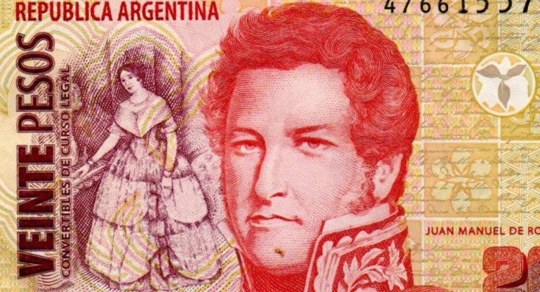 Billete de 20 pesos. Fuente: Captura.