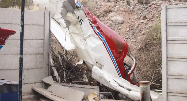 La avioneta que cayó en Mendoza. Foto: NA