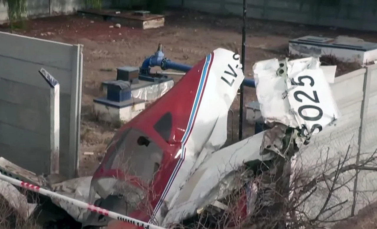 La avioneta que cayó en Mendoza. Foto: NA