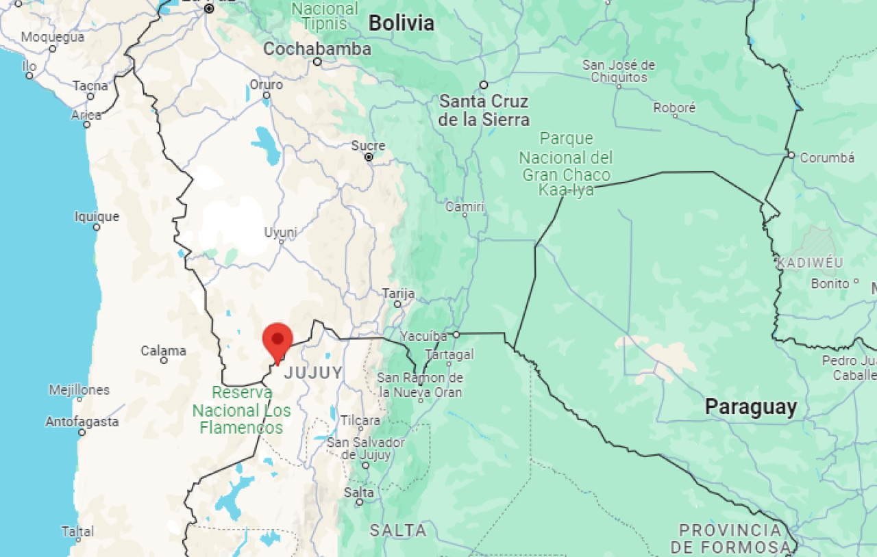 La localización de la Laguna de Vilama. Foto: Google Maps.
