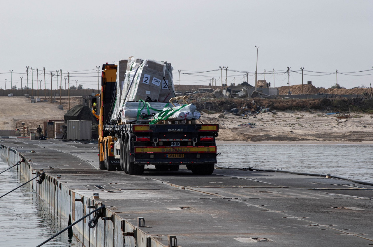 Muelle de ayuda humanitaria creado por EEUU en Gaza. Foto: Reuters