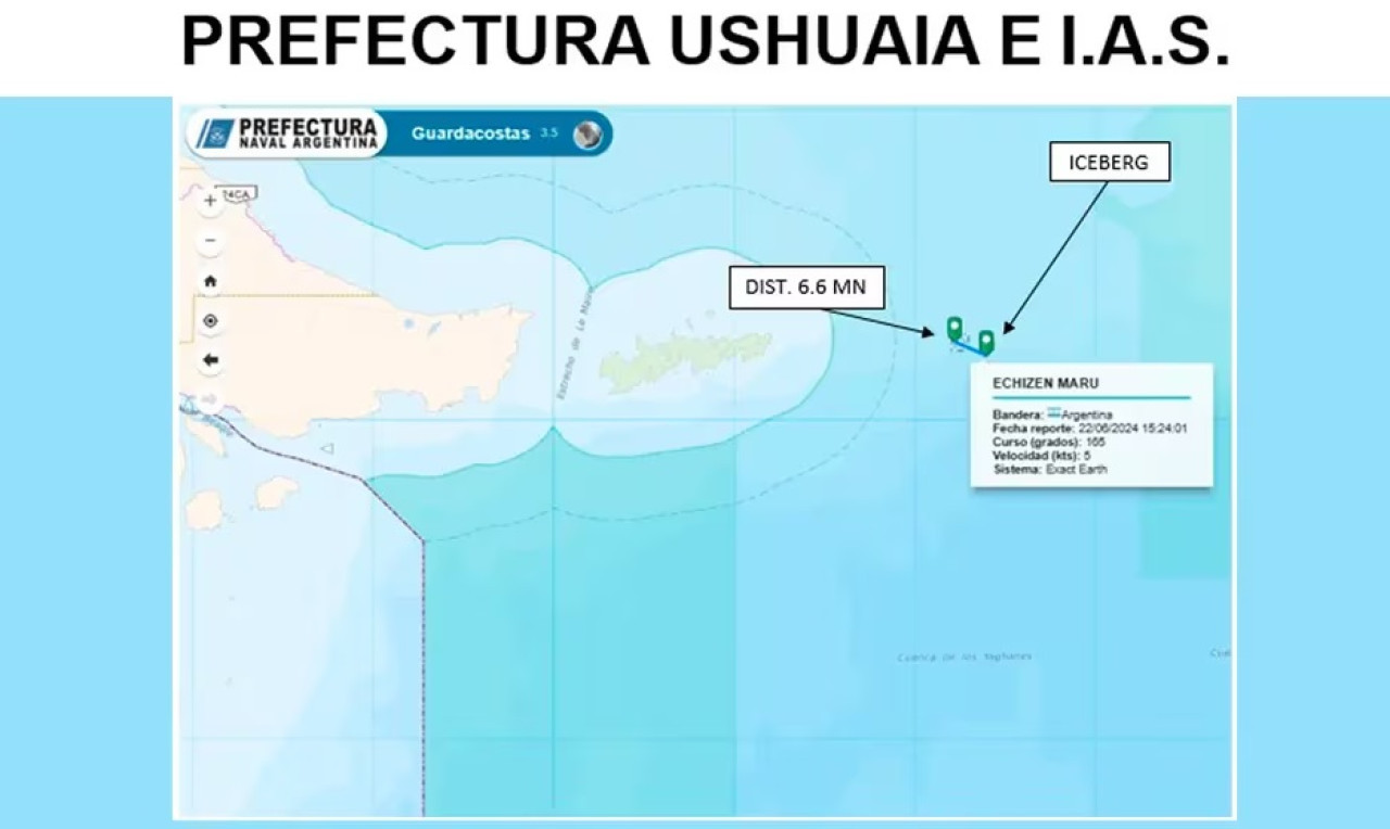 Apareció un iceberg en la costa de Ushuaia y pusieron en alerta a los barcos. NA